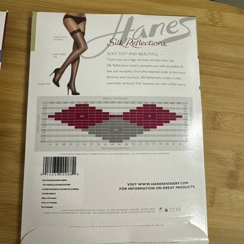 Hanes Silk Reflections Thigh Highs Sheer Toe Sz EF Barely There Little Color NOS - Picture 10 of 10