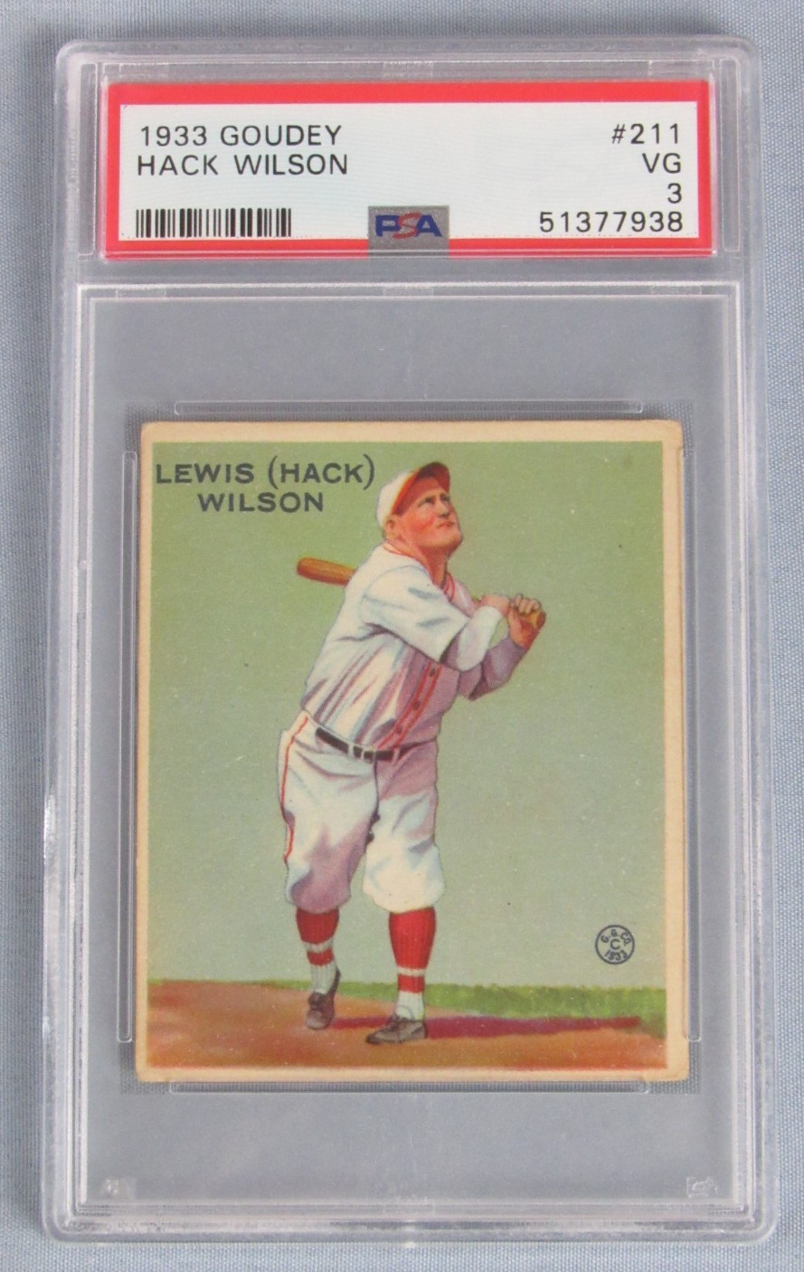 1933 Goudey #211 Hack Wilson RC Rookie Card PSA 3 VG Z699