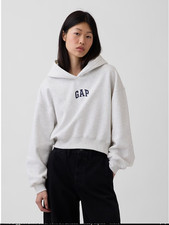 Gap, VintageSoft Oversized Crop Logo Hoodie - Color Heather Grey