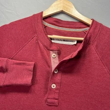 Normal Brand Shirt Mens Medium Red Puremeso Henley Long Sleeve Raglan EUC