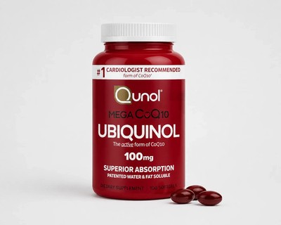 Qunol Mega Ubiquinol 100mg CoQ10, Natural Supplement, 100 Count Softgels