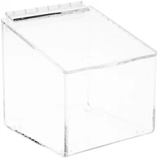 Plymor Clear Acrylic Display Case Box With Angled Top & Hinged Lid, 6" x 6" x 6"