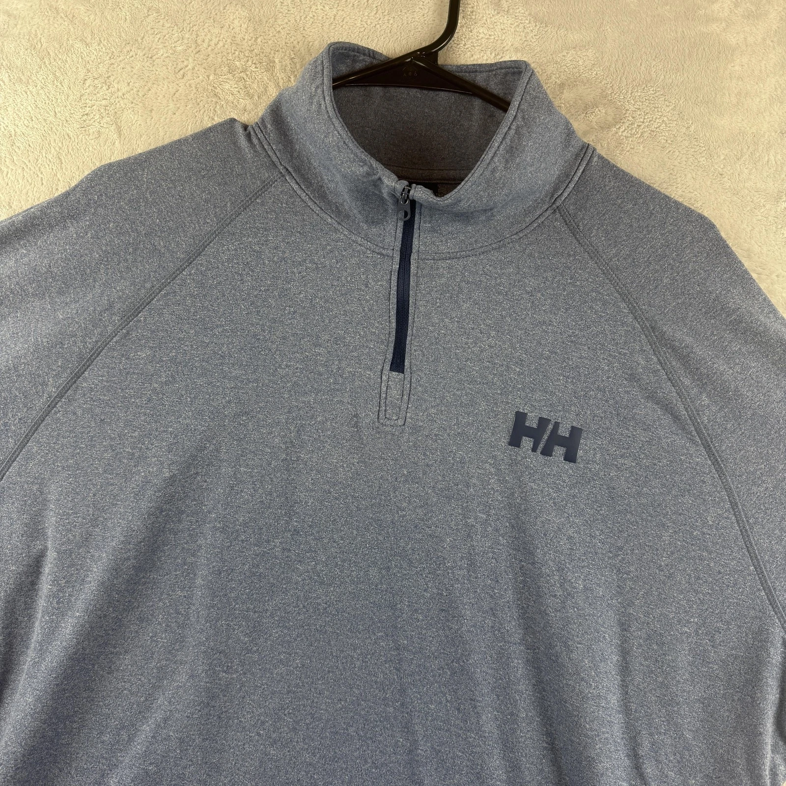 Helly Hansen Pullover Mens XL Blue 1/4 Zip Lightweight Performance Stretch Layer