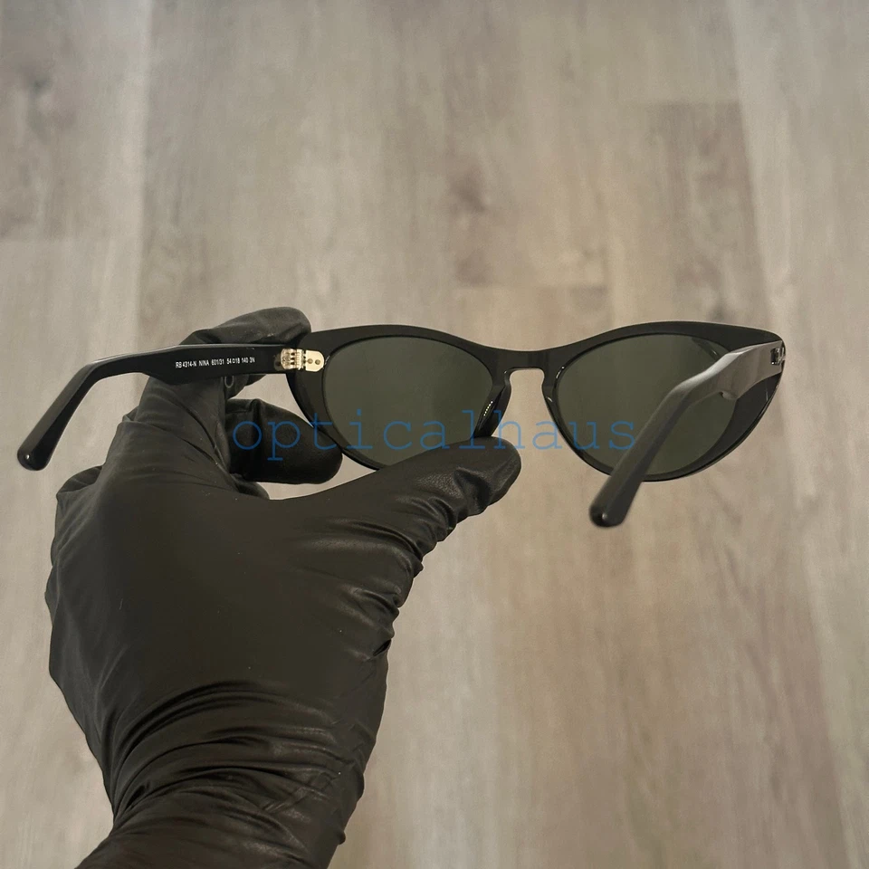Nuevas gafas de sol Ray-Ban NINA ojo de gato RB 4314-N 601/31 marcos negros lentes G-15 54 mm Foto 4 de 4