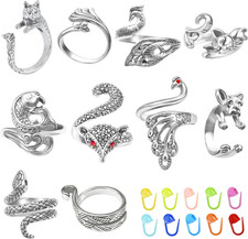 TUUXI 10Pcs Crochet Rings Crochet Tension Rings for Finger Crocheting Knitting A