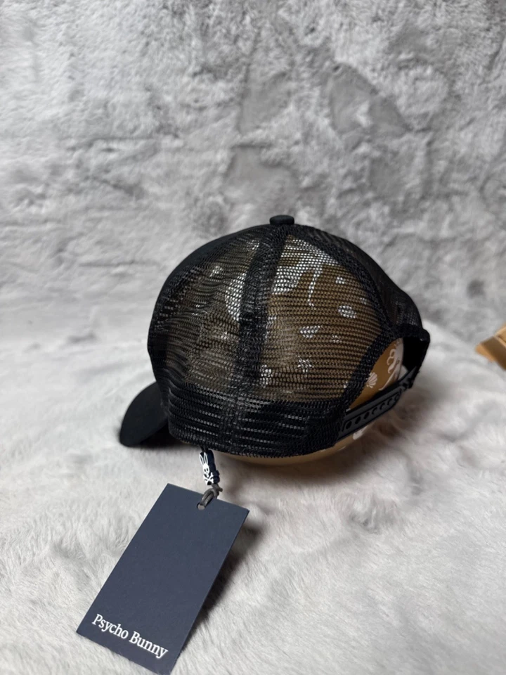 Psycho Bunny Mens Black Harley Trucker Hat Cap Snap Back One Size Adult - Image 3 of 4