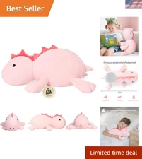 Luxurious 22" Pink Dino Stuffed Animal - Weighted Plush Pillow for Relaxation