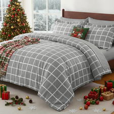 King Size Comforter Set Grey - 7 Pieces Plaid Bed in a Bag Set, Soft Bed Set Kin