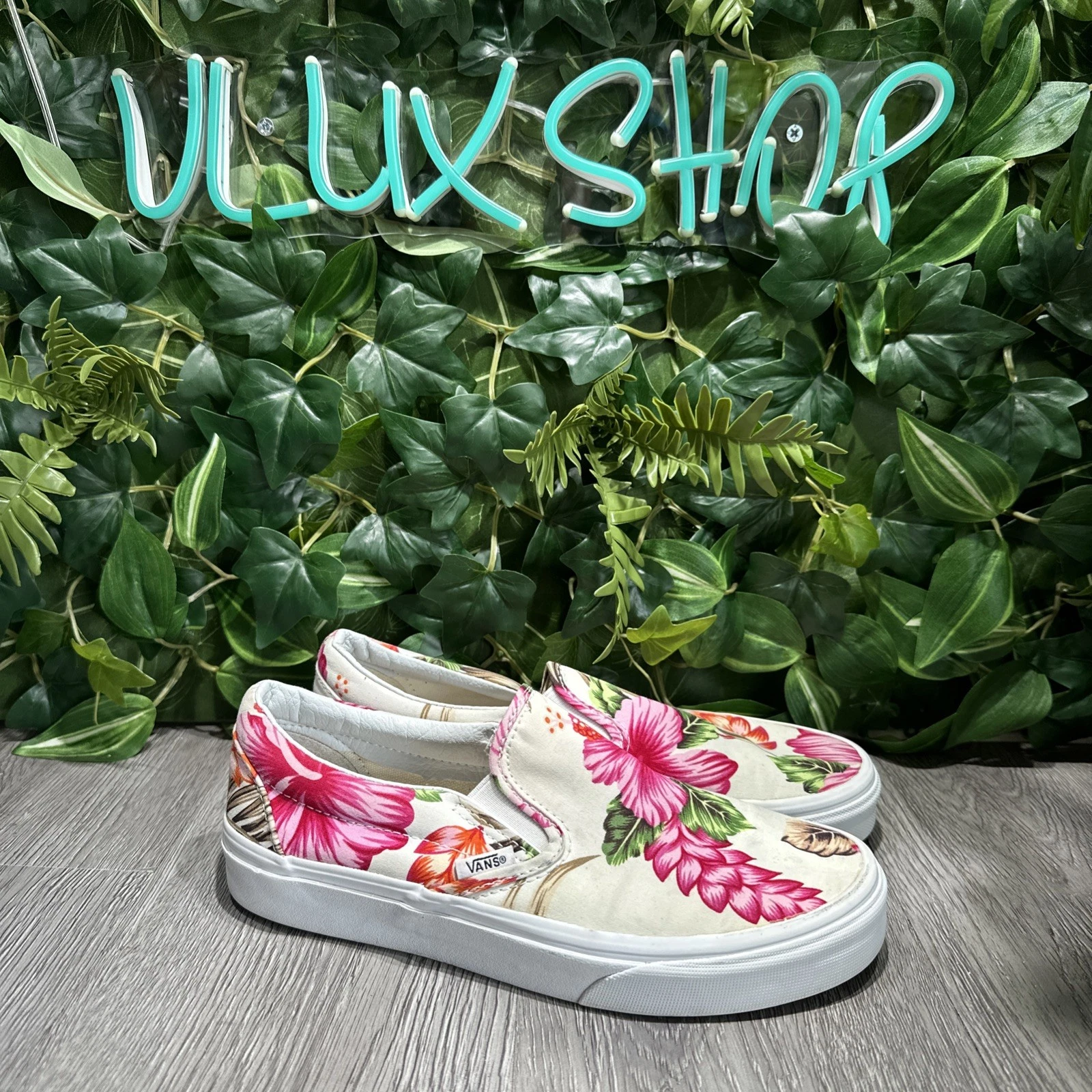 Scarpe Vans Hawaiian Hibiscus slip on da donna 8 SPLENDIDE ~RARE~