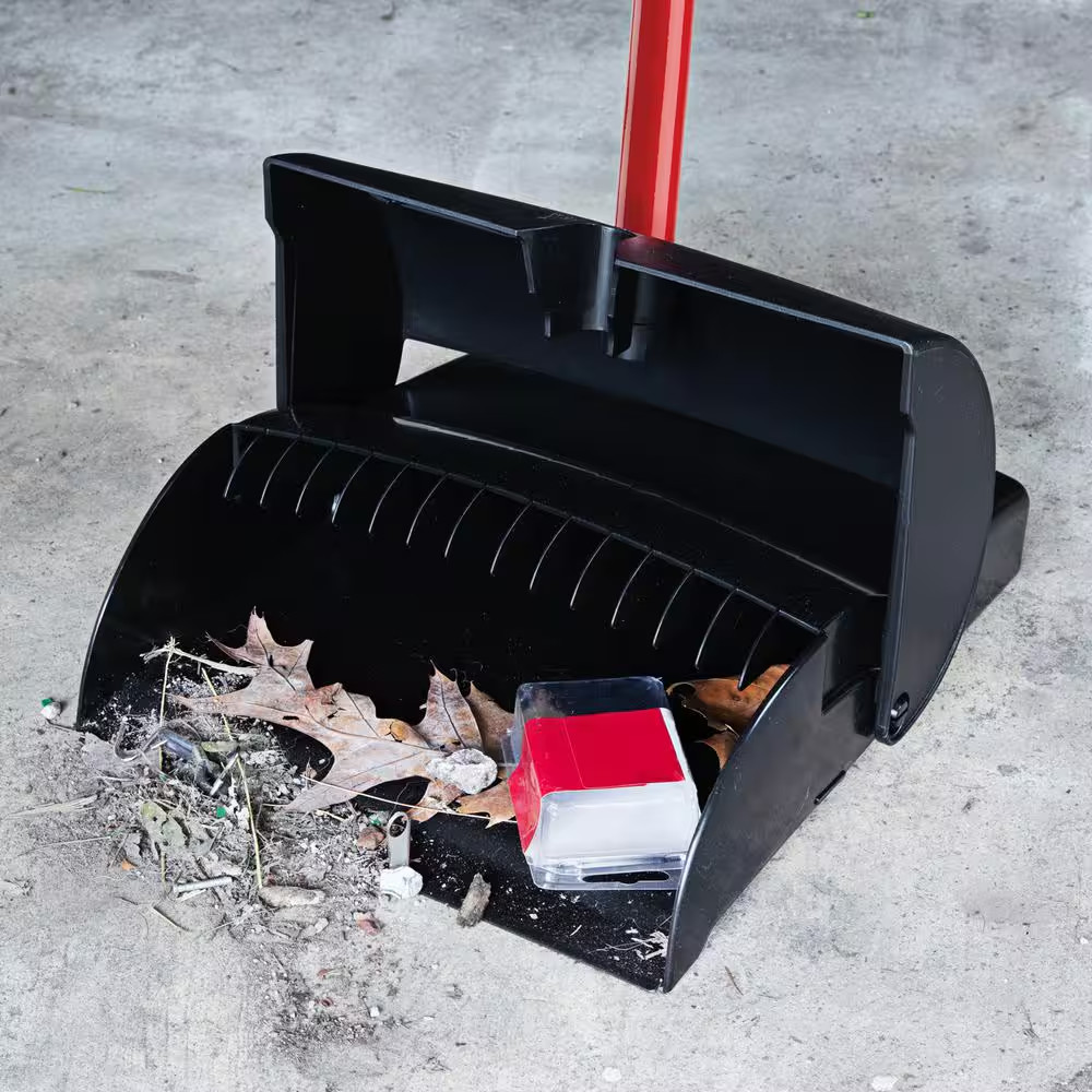 Libman Closed Lid Lobby Heavy Duty Cleaning Dustpan with Long Steel Handle