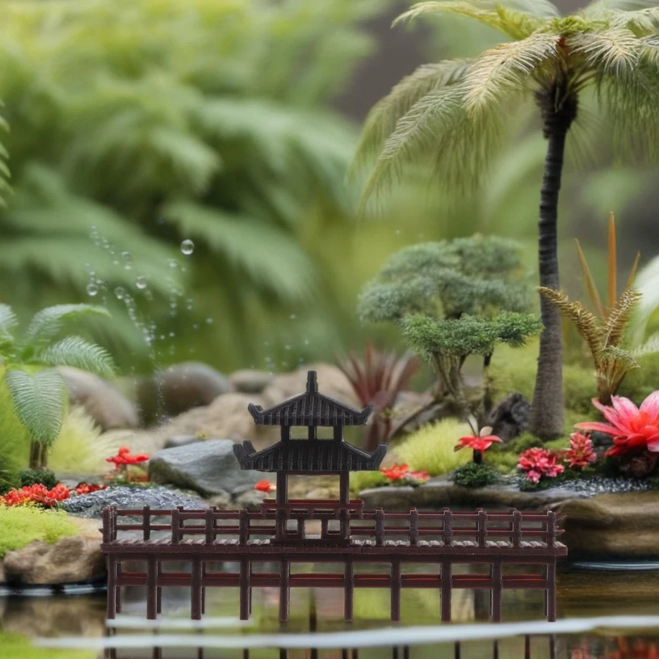  Bonsai Landscaping Ornaments Chinese Style Pavilion Bridge Model - image 4 of 4
