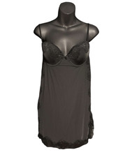 Beautiful Victorias Secret Black Lace dress Chemise Night Gown - size 36C Black
