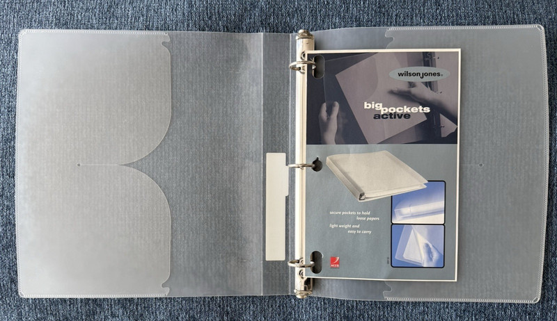 Wilson Jones Big Pockets 3 ring binder NWT, 1 inch,transluscent,lightweight,ACCO