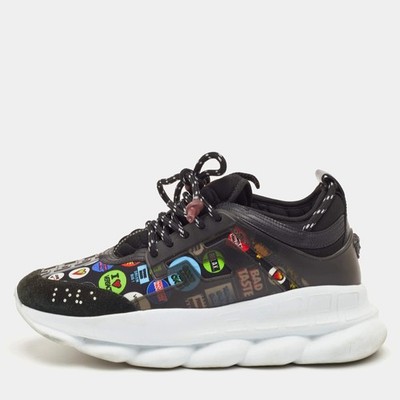 Versace Chain Reaction Size 44 Multicolor Fabric Rubber and Suede Low Top