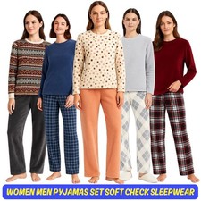 Women Men Pyjamas Set Soft Check Sleepwear Lounge Shorts Loungewear Nightwear