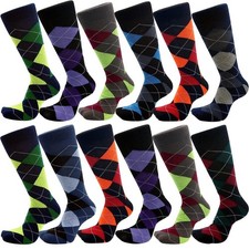 12 Pairs New Cotton Fashion Men Argyle Style Dress Socks Size 10-13 Multi Color