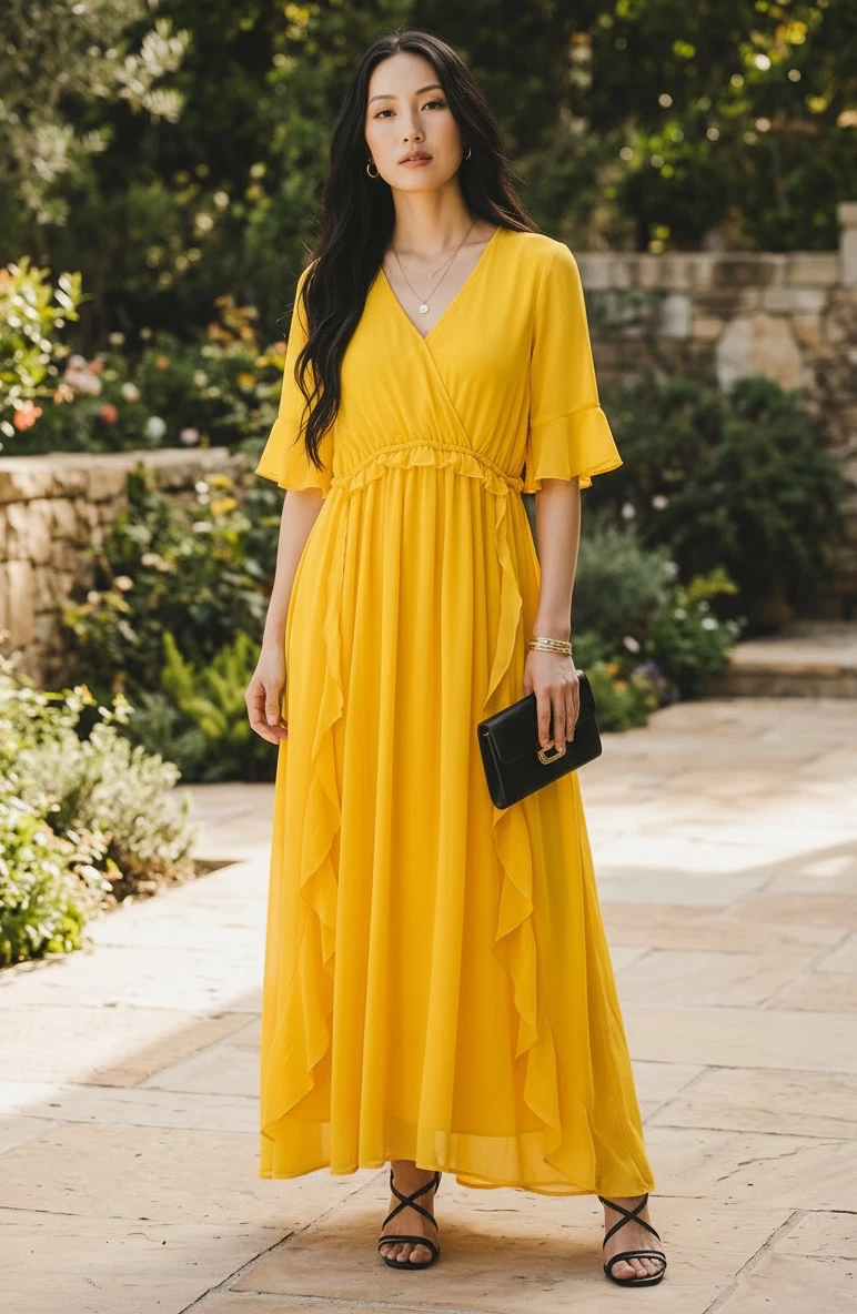 gibson latimer maxi dress Gibson & Latimer Woven Floral Print Poplin V-Neck Long Blouson Sleeve Tie at Side Wrap A-Line Flounce Midi Dress