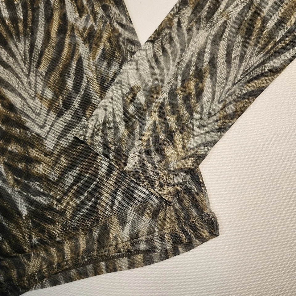 Blusa Bailey 44 Top Mujer Grande Estampado Oscuro Cuello Simulado Ajustada Semi Transparente Foto 2 de 4