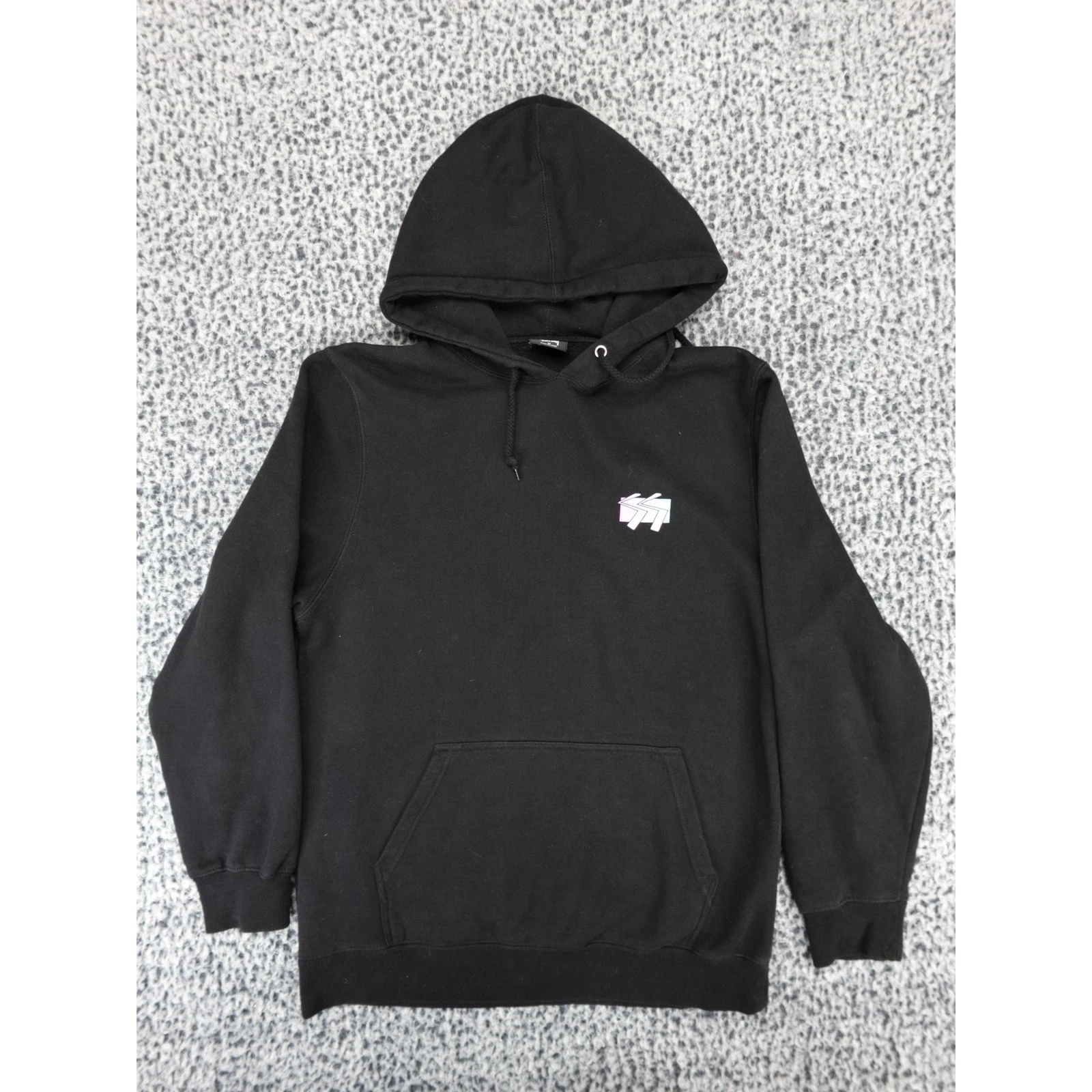 Stussy Mens Black Graphic Logo Pullover Hoodie Sweatshirt Size M