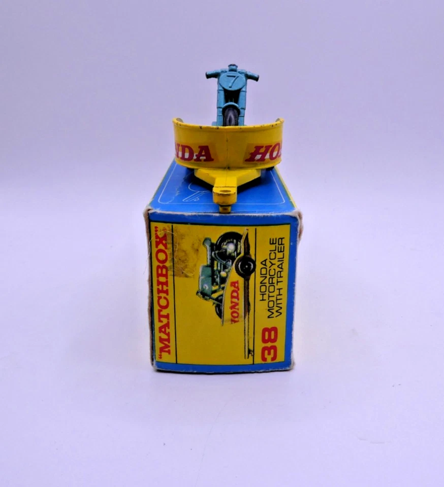 Vintage Matchbox #38C Honda Motorcycle and trailer in F-box - Image 2 of 4