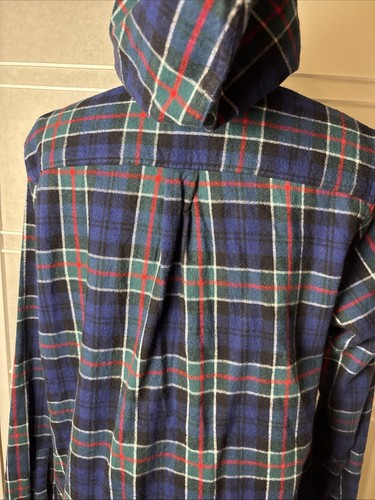 LL Bean Plaid Hoodie Flannel Relaxed Fit Full Zip Jacket Shacket Sz M - Picture 10 of 18