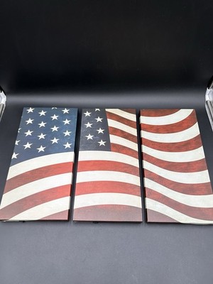 American Flag Collections ETC Canvas Wall Art Picture Print Light Up Stars 3pc