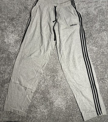 Men's Adidas Essentials 3-Stripes Cotton Joggers Pants Gray Black Sz XXL