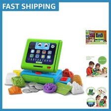 Educational Green Cash Register Toy with 20 Food Money Pieces for Ages 2