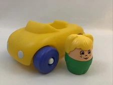 Step 2 Large Chunky Yellow Car And Chunky Figure Lot Of 2 Pieces Vintage