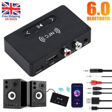 Bluetooth 6.0 HiFi Audio Receiver Adapter 3.5mm AUX NFC to 2RCA Stereo Converter