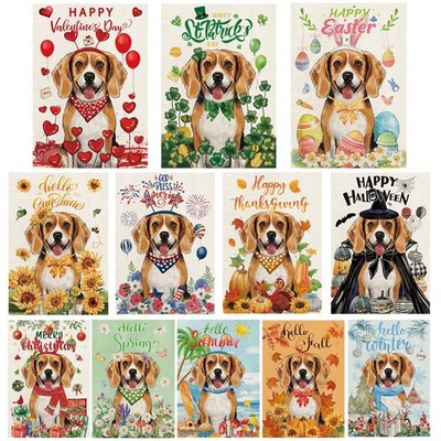 YOVOYOA Beagle Garden Flags 12x18 Double Sided All Seasons Holidays Fun Outdoor 