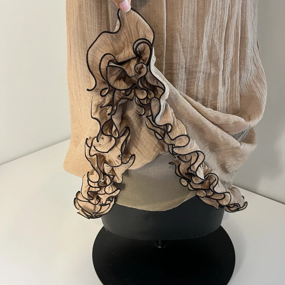 Mini Vestido Urban Mango Sin Mangas Para Mujer M (Sm) Taupe Volantes Cuello/Dobladillo Caprichoso Foto 3 de 4