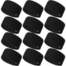 Hicarer 12 Pcs Black Chef Hat for Women Men, Mesh Skull Cap Medium,