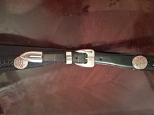 Onyx by Brighton Black Leather Braided Western Belt Silver Golf Medallions 48