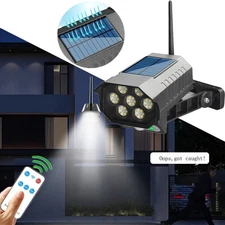 Solar Flood Light Motion Sensor Security Spot Wall Street Yard Lamp Fake Camera