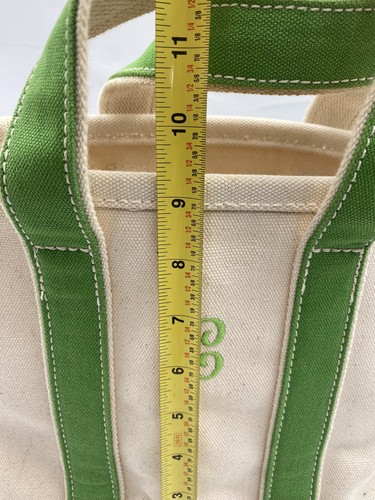 VTG 90s Land’s End Tote Bag Canvas Green Trim Small USA “C” 9.5 X 8 - Picture 13 of 17