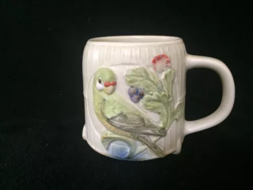 Takahashi Figural 3-D BIRDS Coffee Mug Cup vintage JAPAN Hand Painted