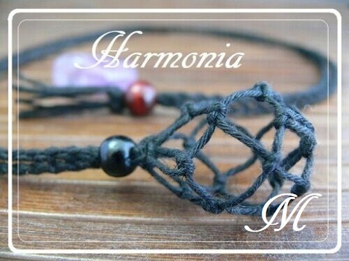 Hand-Made-Hemp-Macrame-Pouch-Necklace-Interchangeable-Black-Necklace-Only-Msize