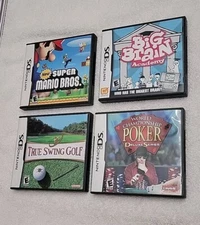 Lot of 4 Nintendo DS New Mario, Big Brain Assorted CASES & MANUALS ONLY NO GAMES