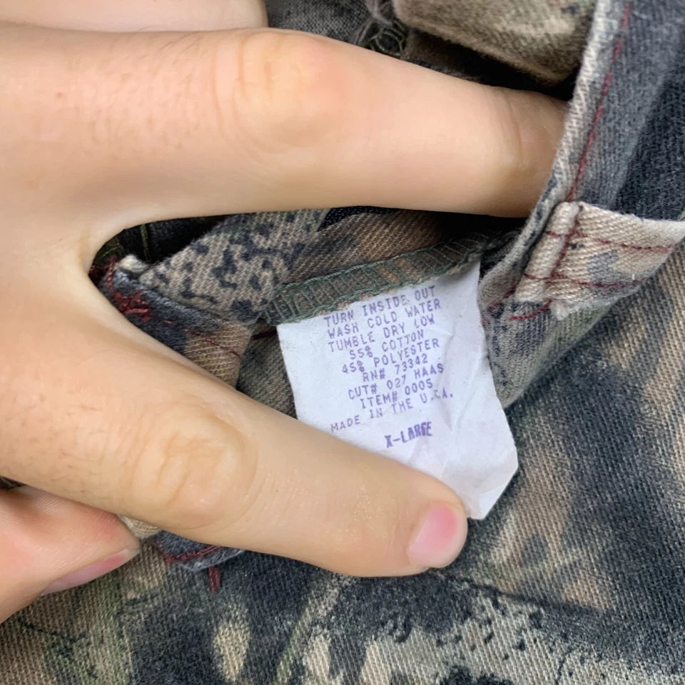 Antiga Calça Cargo Masculina Mossy Oak X-Grande Marrom Camuflagem Breakup Feita nos EUA Anos 90 - Imagem 2 de 4