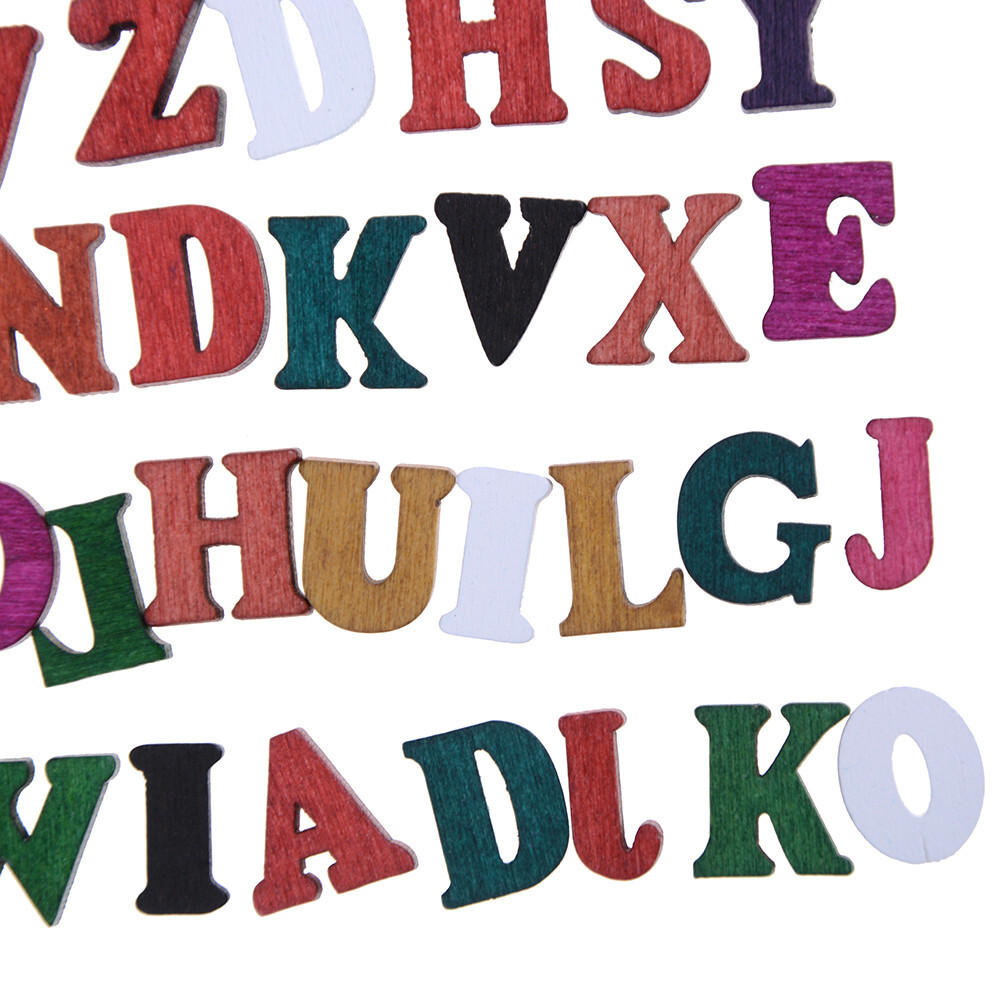 100pcs Letters Wooden Alphabet Embellishments Scrapbooking Cardmaking