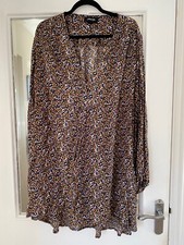 BRAND NEW JENYA NAVY BLUE ORANGE & CREAM PATTERNED TUNIC TOP OR DRESS - SIZE 20!