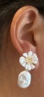 925 Sterling Silver Nib free ship Baroque flower mother of Pearl Stud Earrings