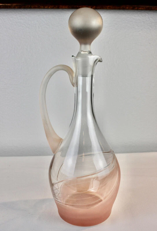 Juego de 6 copas de vino de cristal con jarra vintage Melinda rosa claro esmerilado Foto 3 de 4