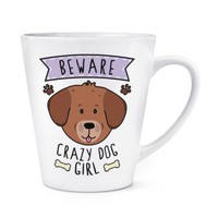 Beware VerrüCkte Hund MäDchen 341Ml Latte Becher Tasse - Lustiger Welpe Tier