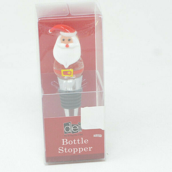 3x Glass Wine Bottle Stopper 4" Topper Santa Claus Christmas Party Gift