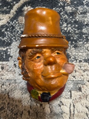 VINTAGE BOSSONS HEADS CHALKWARE WALL ART ENGLAND ''PADDY'' SOME CHIPS