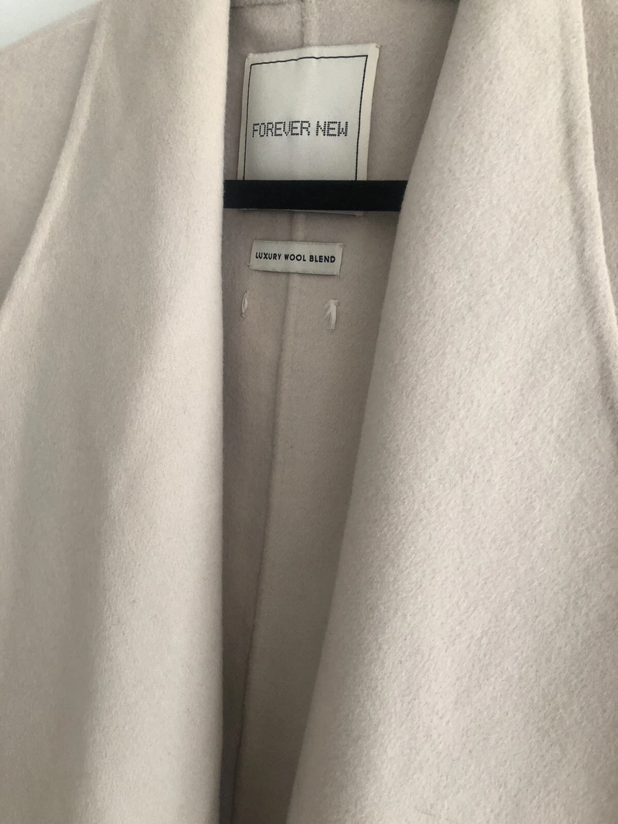 Forever New Sleeveless Winter Coat Hand Stitched Luxury Wool Blend