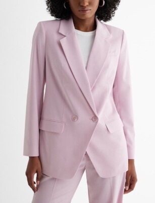 express pink blazer dress Double Breasted Padded Shoulder Mini Blazer Dress
