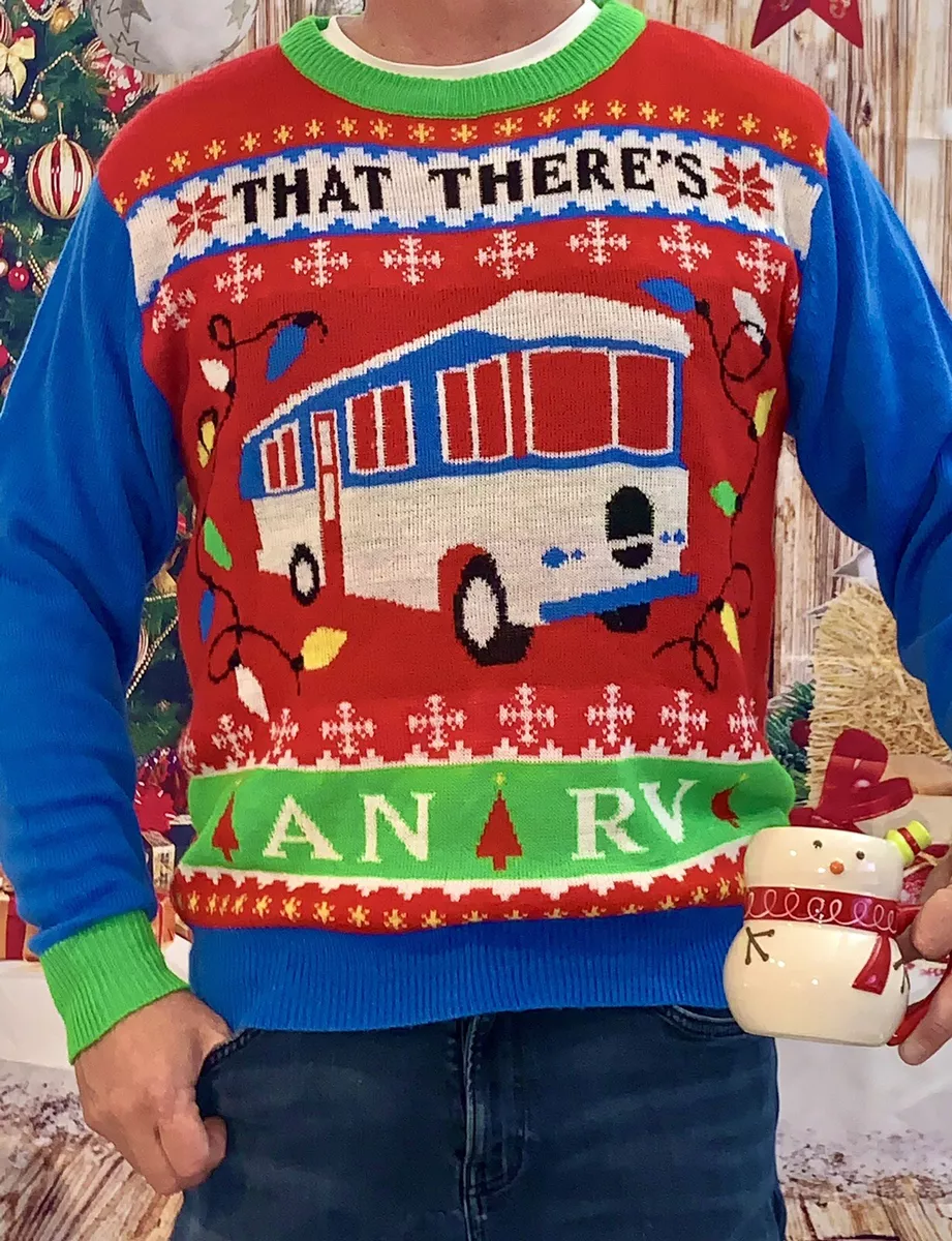 MEN WOMEN UGLY CHRISTMAS SWEATER TRASHY RV TRAILER PARK PARTY SHIRT SZ M L XL
